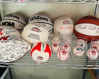 Signed Husker footballs, basketballs, baseballs, & volleyballs