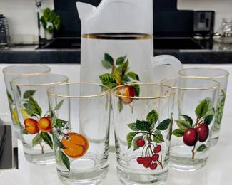Virginia Glass Co fruit glasses with pitcher