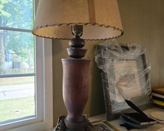Handmade lamp with toddler shoes - ca. 1950