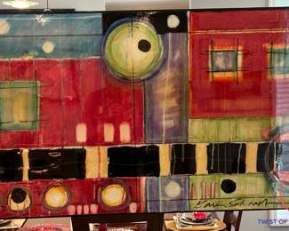 2003 "Dining with Rocky" Diptych Oil on Canvas by KAREN SCHNEPF