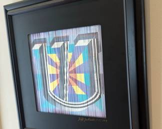 2001 JEFF JOHNSON Limited Edition Crystal Kinetic Op Art Dimensional Lithograph MCM Artwork