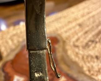 14K GOLD Bangle Bracelet with .73 Carat Round Diamond Stone