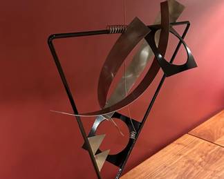 1996 Vintage Signed CURTIS JERE (American 1910 - 2008) Original Abstract Sculpture on Stand