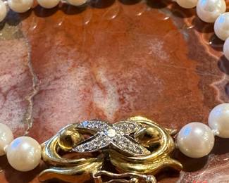7" Pearl Bracelet with 18K GOLD Clasp with Diamond Accents by J. COOPER