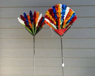 Signed ANNE NYE Studio Fused Art Glass Fan Panel Yard Art
