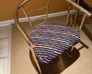 1980's Signed Design Institute of America, Inc (DIA) Brass and Glass Dining Set with 6 Chairs after SOTTSASS