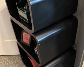 MCM Kartell Style Modular Black Wood Storage Shelves