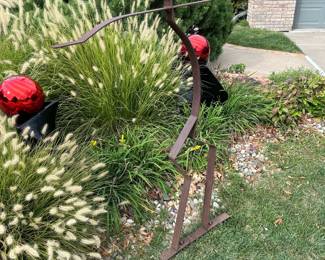 Handmade Figural Bird Feeder Metal Yard Art