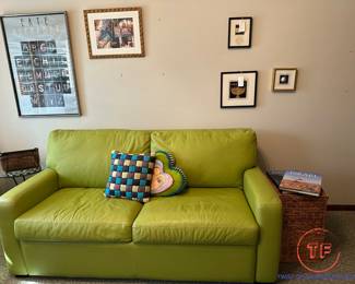 AMERICAN LEATHER Lime Green Leather Comfort Sleeper