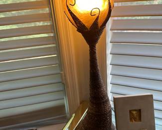 Glass Art and Wicker Table Lamps