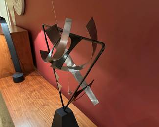 1996 Vintage Signed CURTIS JERE (American 1910 - 2008) Original Abstract Sculpture on Stand