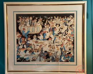 Signed JOVAN OBICAN, French (1918 - 1986) Jewish Folk Art Lithograph Print