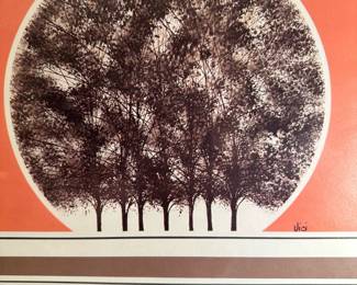 Vintage "Trees in the Round" Lithograph after VICI by Arthur A Kaplan