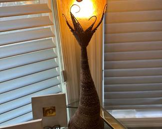 Glass Art and Wicker Table Lamps