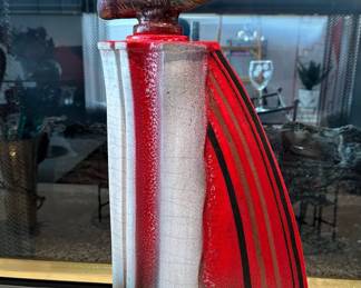 Signed Pottery Vase with Geode Enhanced Stopper