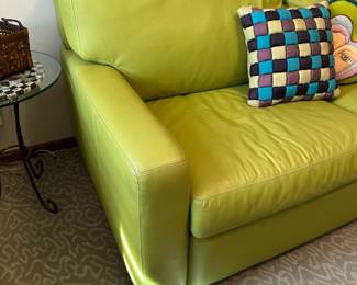 AMERICAN LEATHER Lime Green Leather Comfort Sleeper