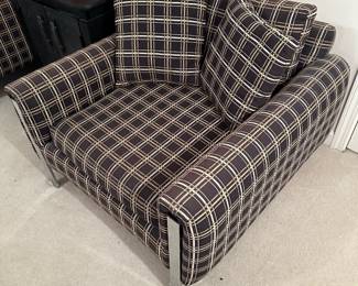 Chrome Decorated MILO BAUGHMAN Style Club Lounge Chairs