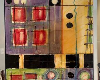 2003 "Dining with Rocky" Diptych Oil on Canvas by KAREN SCHNEPF