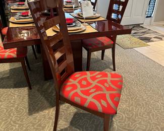 ELAN Contemporary Furnishings RIALTO Dining Room Table with Ladder Back Chairs