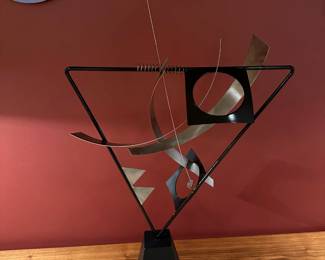 1996 Vintage Signed CURTIS JERE (American 1910 - 2008) Original Abstract Sculpture on Stand