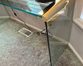Hollywood Regency Style Glass and Brass Console Table