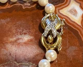 7" Pearl Bracelet with 18K GOLD Clasp with Diamond Accents by J. COOPER