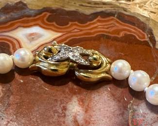 7" Pearl Bracelet with 18K GOLD Clasp with Diamond Accents by J. COOPER