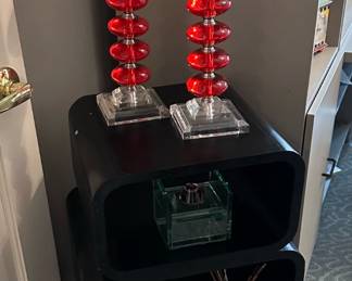 MCM Kartell Style Modular Black Wood Storage Shelves