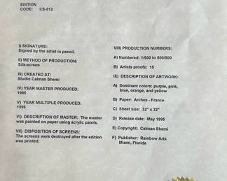 1995 Limited Edition Silk Screen "12 TRIBES" 12/500 by CALMAN SHEMI (Argentina, b. 1939)