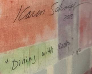 2003 "Dining with Rocky" Diptych Oil on Canvas by KAREN SCHNEPF