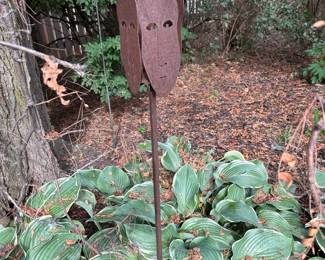 Handmade 3-Sided Face Metal Yard Art