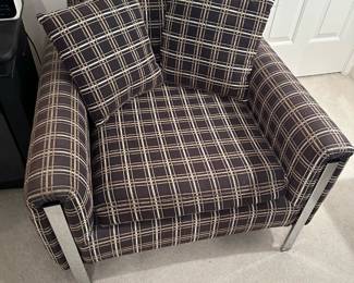 Chrome Decorated MILO BAUGHMAN Style Club Lounge Chairs