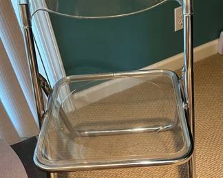 Italian GIAN PIERRE Lucite and Chrome Folding Chairs