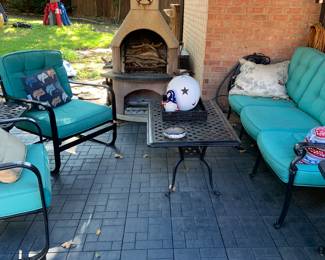 patio set and chiminea