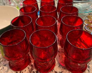 ruby red Georgian Honeycomb glasses
