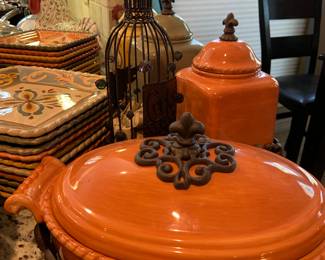 lovely casserole with wrought iron holder