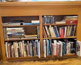 Lots of books -health, cars, trains, fishing 