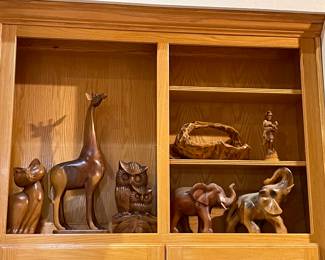 Hand-carved Wooden Animals, Basket, and Shepherd