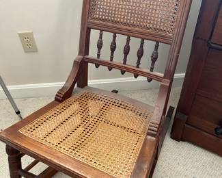 Cane seat rocking chair