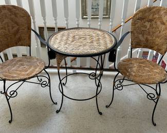 Wicker bistro patio table set