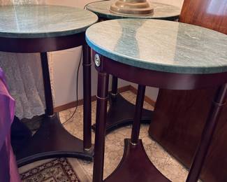 Marble top cherry wood side tables