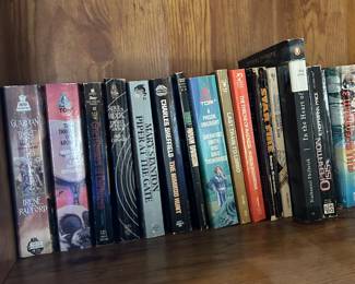 Lots of paperback books, various authors