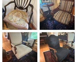 Several vintage side chairs in many styles.