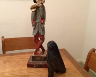 Folk Art Figure and Canadian Inuit Art Piece 