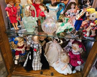 Dolls, Fenton vases 