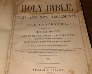 Huge Antique 1864 Holy Bible. Was 

Professionally Restored around 20 years ago.