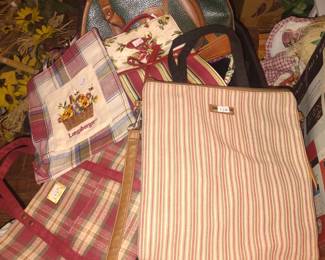 Lots of Nice Longaberger and other Purses and handbags.