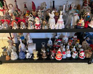 Over 500 dinner bells most with boxes. Perfect for reselling or collecting - Fenton, Viking, Hummel, Delft, Disney, Barbie, brass, crystal, porcelain and more.