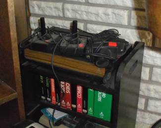 Vintage Atari game system with games