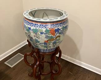 Vintage Chinese planter and base 